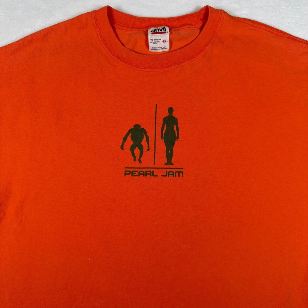 Pearl Jam 2000 Y2k Tour Shirt Mens XL Orange Vintage Anvil Band Tee Evolution